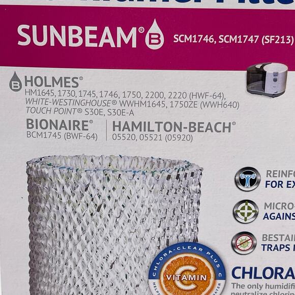 BestAir Humidifier Filter H64 Sunbeam Bionaire Hamilton Beach Chlora-Clear NEW - Picture 3 of 7